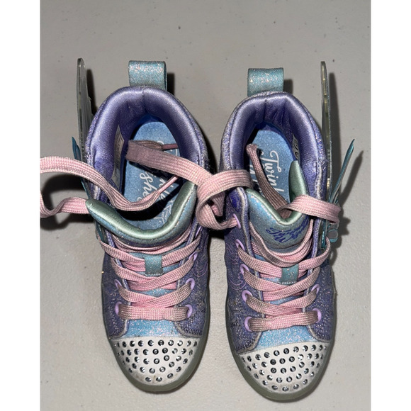 Twinkle Toes Skechers Girls 11C Sneakers Light Up Fairy Wings High Top Causal - Picture 2 of 13